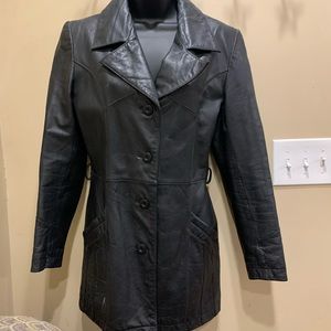 Wilson’s The Leather Experts Black Leather Jacket / Trench Coat